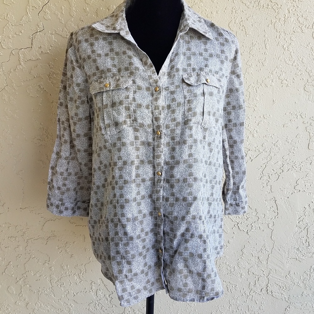 Chico's 100% Linen Button Up Shirt Top
